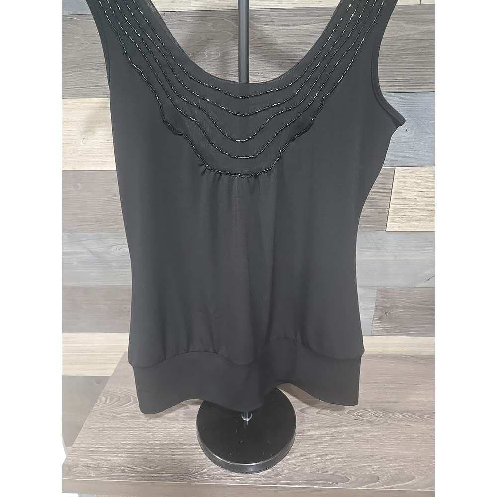 White House Black Market Black Sequence Dressy Sleeveless Tank Top Size Small... - Picture 7 of 7
